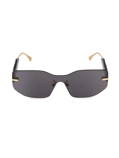 Fendi Oversized Logo Metal Shield Sunglasses In Gray Solid