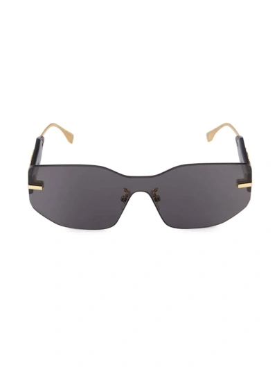 Fendi Oversized Logo Metal Shield Sunglasses In Shiny Endura Gold