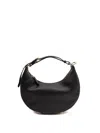 Fendi Women Hobo Graphy Black Leather Handbag With Metal Logo Woman In Black