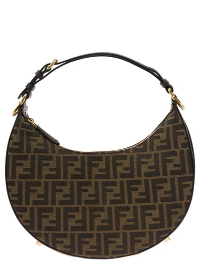 Fendi Women 'graphy Small' Brown Handbag With Ff Motif In Jacquard Fabric Woman In Multi