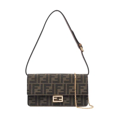Fendi Women Ff Baguette Wallet On Chain In Brown