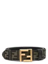Fendi Reversible Leather Belt Monogram Print In Brown