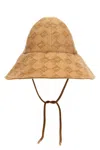 Fendi Canvas Hat With Textured Pattern And Wide Brim