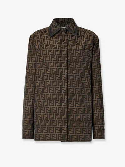 Fendi Women Ff Canvas Jacket In Brown