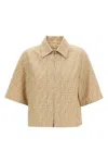 Fendi Women Ff Chambray Denim Jacket In Neutral