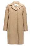 Fendi Single-breasted Wool Coat In Cream