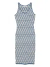 Fendi Ff-jacquard Midi Dress In Blue