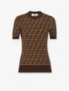 Fendi Women Ff Cotton Sweater In Brown