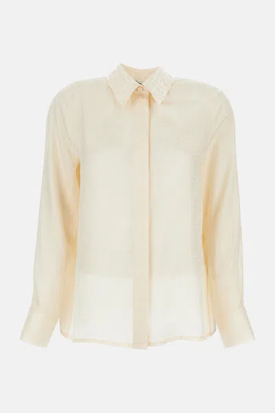 Fendi Women Ff Crepe Satin Shirt In Neutral