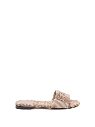 FENDI FENDI WOMEN `FF` DENIM SLIDES