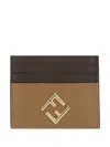Fendi Women Ff Diamonds Leather Card Case In Brown