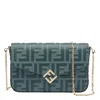Fendi Women Ff Diamonds Wallet On Chain In Blue