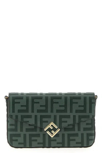 Fendi Women 'ff Diamonds' Wallet On Chain In Green