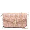 Fendi Wallet On Chain Ff Diamonds Leather Shoulder Bag In Pink