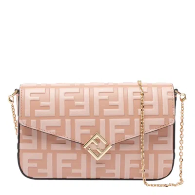 Fendi Women Ff Diamonds Wallet On Chain In Pink