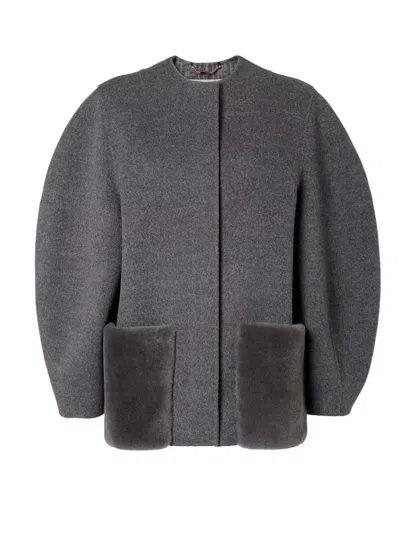 FENDI FENDI WOMEN `FF` DOUBLE WOOL BLOUSON
