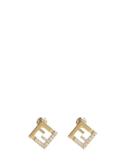 Fendi Women Ff Earrings With Crystals In Black
