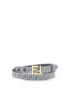 Fendi Women Ff Embroidered Denim Belt In Blue