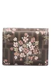Fendi Women's Ff Fabric Tri-fold Wallet Brown Flower Bouquet | 8m0480aurf