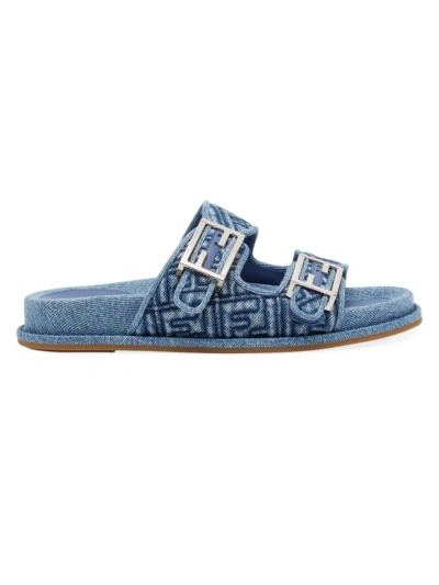 FENDI WOMEN'S FF FEEL DENIM SANDALS