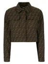 Fendi Ff Logo Cropped Jacket In Brown