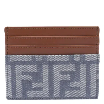 Fendi Women Ff Jacquard Denim Effect Baguette Cards Holder In Blue