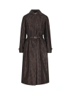 Fendi Monogram Jacquard Trench Coat In Brown