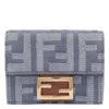 Fendi Portafoglio Baguette Micro In Denim Ricamato  Donna