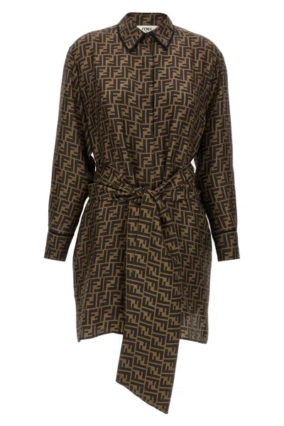 Fendi Women Ff Monogram Dress In Brown