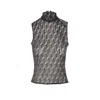 Fendi Women Black Crewneck Sleeveless Top With All-over Ff Motif And Rear Zip Closure In Tech Fabric In Black