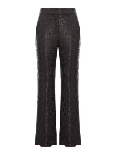 Fendi Women Ff Nylon Trousers In Brown