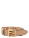 Fendi Ff Reversible Belt In Beige