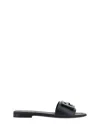Fendi Baguette Leather Slides In Black