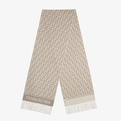 Fendi Luxurious Cashmere-blend Scarf 190x30 In Tortora