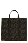 Fendi Ff Jacquard Leather-trim Tote In Brown