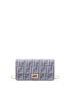 Fendi Denim-effect Ff Jacquard Uette Continental Wallet With Chain Bags