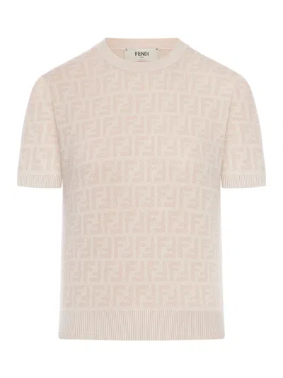 Fendi Women Ff Wool And Silk Sweater In Pink