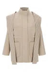 Fendi Beige Wool Parka With Removable Stole And Ff Monogram In Brown