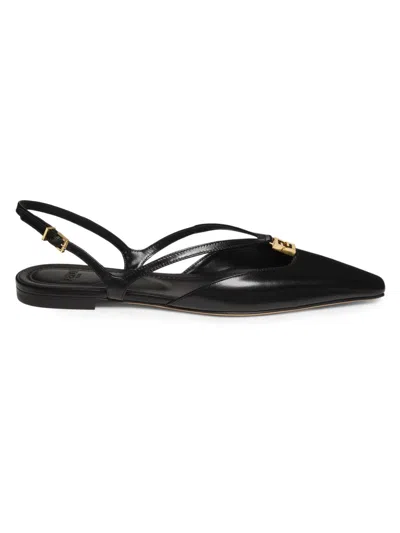 Fendi Women's Ffold Slingback Flats In Black