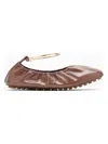 FENDI WOMEN'S FILO JASPER-COLOURED LEATHER BALLERINA SANDAL