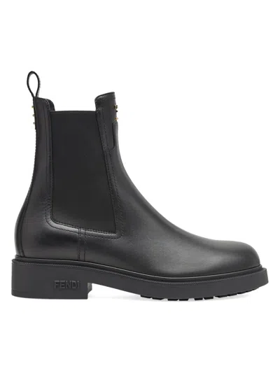 Fendi Women's Filo Leather Booties In Black