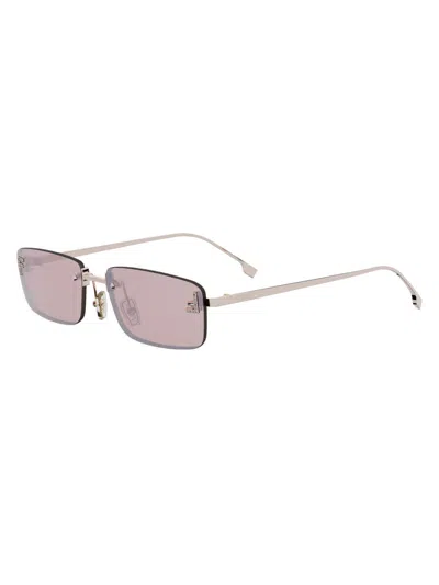 Fendi Women's First Crystal 54mm Metal Rectangular Sunglasses In Gold