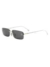 Fendi Women's First Crystal 54mm Metal Rectangular Sunglasses In Silver