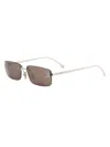 Fendi Women's First Crystal 54mm Metal Rectangular Sunglasses In Silver