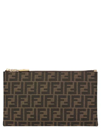 Fendi Women Flat Pouch Medium Baguette In Brown