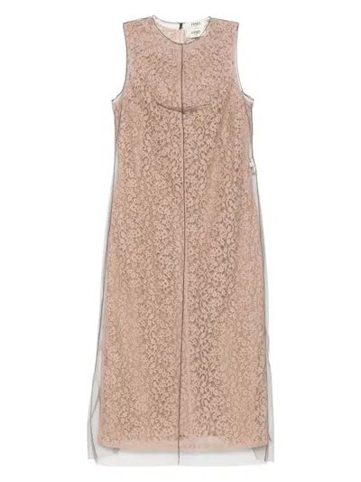 FENDI WOMEN'S FLORAL LACE MIDI DRESS
