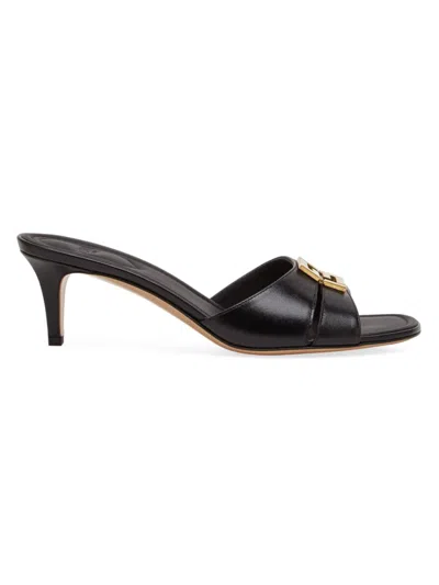 Fendi Women's Fold 50mm Leather Mules In Nero