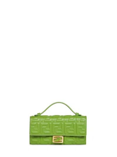 Fendi Women Forest Green Baguette Continental With Chain Wallet In Multi