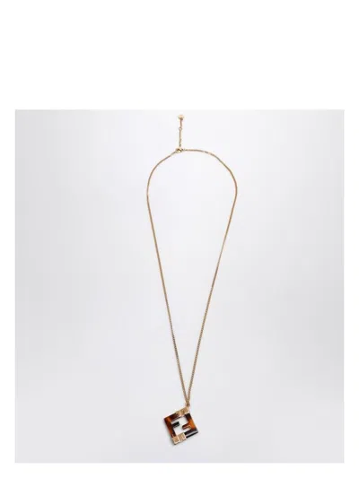 FENDI WOMEN'S FOREVER AND PLEXIGLASS GOLD/BROWN NECKLACE