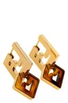 Fendi Enduring Geometric Design Earrings In Gold
